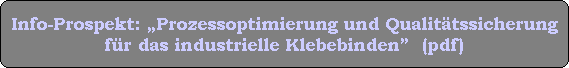 Info-Prospekt: Prozessoptimierung und Qualittssicherung
fr das industrielle Klebebinden  (pdf)